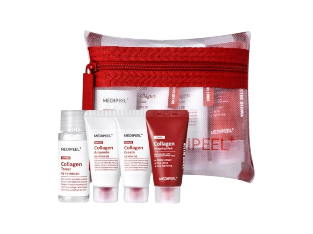 5791 korejska kosmetika korejska krasa medi peel peptide 9 red lacto collagen trial kit cestovni baleni korejske kosmetiky 4 produkty 30 ml 15 ml 15 ml 15 ml Photoroom