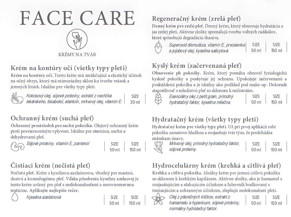FACE CARE krémy na tvár – kópia
