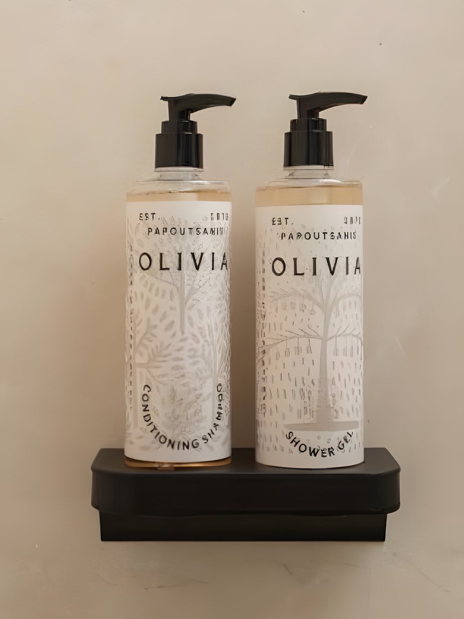Shampoo und Duschgel OLIVIA im Doppelhalter MAGNET