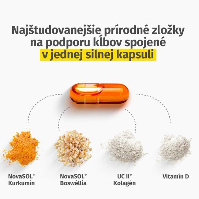 Zložky kapsuly Movifar – kurkumín, boswélia, kolagén UC-II, vitamín D