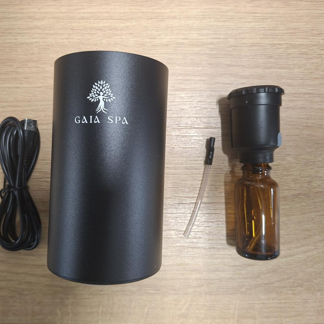 Obsah balenia difúzera GAIA SPA AURA – difúzer, kábel USB-C, tryska s fľaštičkou a hadička