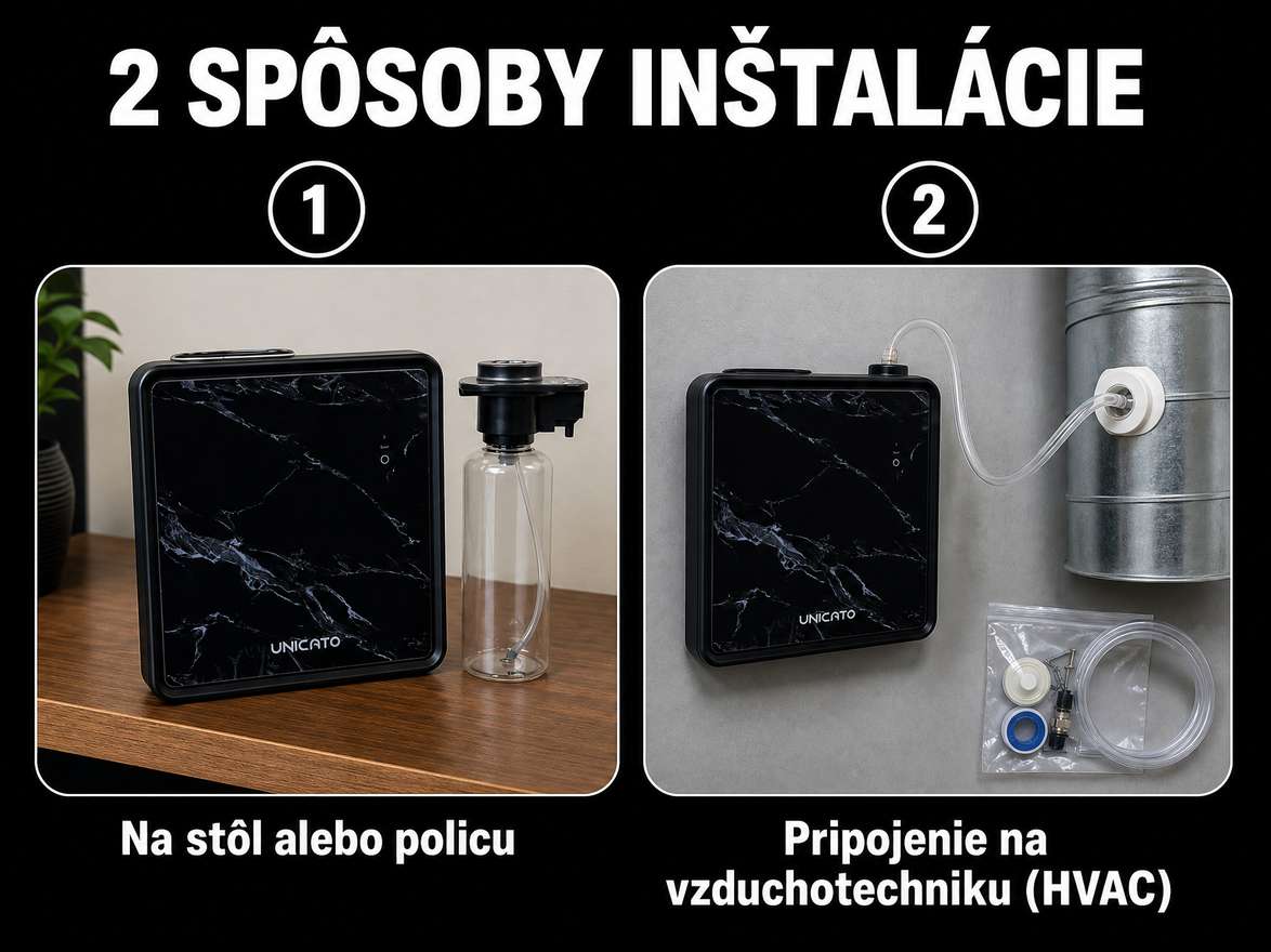 MARBLE-S na stole alebo pripojený na vzduchotechniku (HVAC)