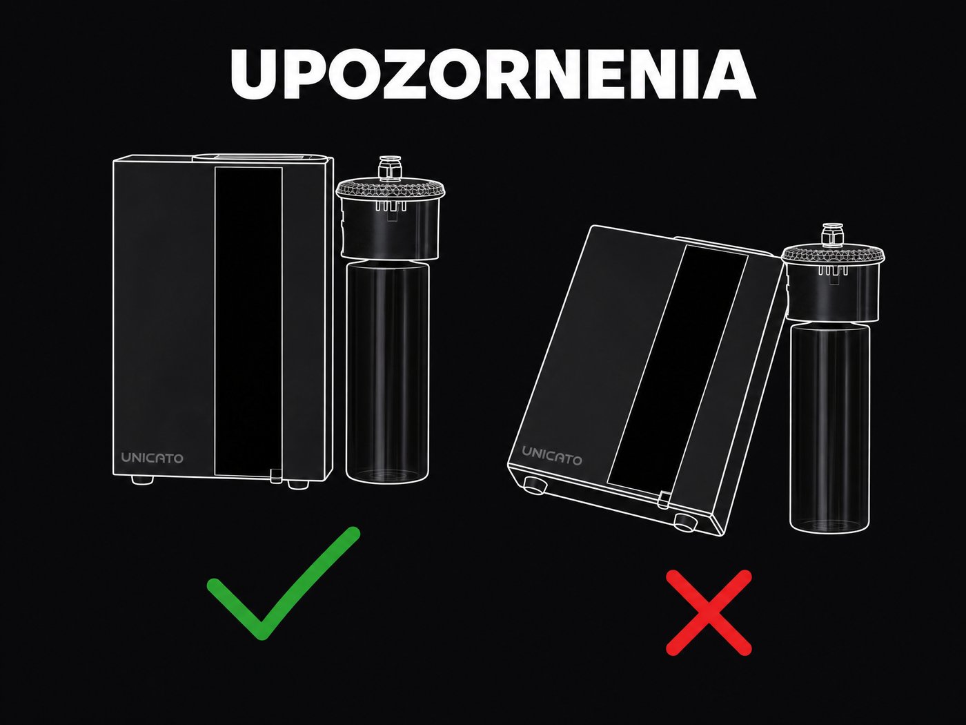 Upozornenia k TORI A1000: difúzer držte vo zvislej polohe, nenakláňajte ho
