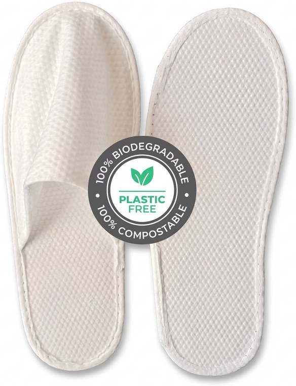 Papuče ECO-PLANET od pamuka bez plastike odozgo – prikaz logotipa