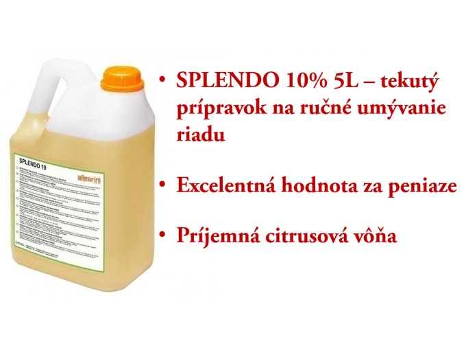 SPLENDO 10% 5L - tekutý prostriedok na ručné umývanie riadu