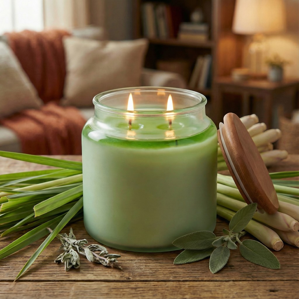Pure Integrity USA Vonná sójová sviečka CITRÓNOVÁ TRÁVA ŠALVIA (LEMONGRASS SAGE) 16 oz (454g)