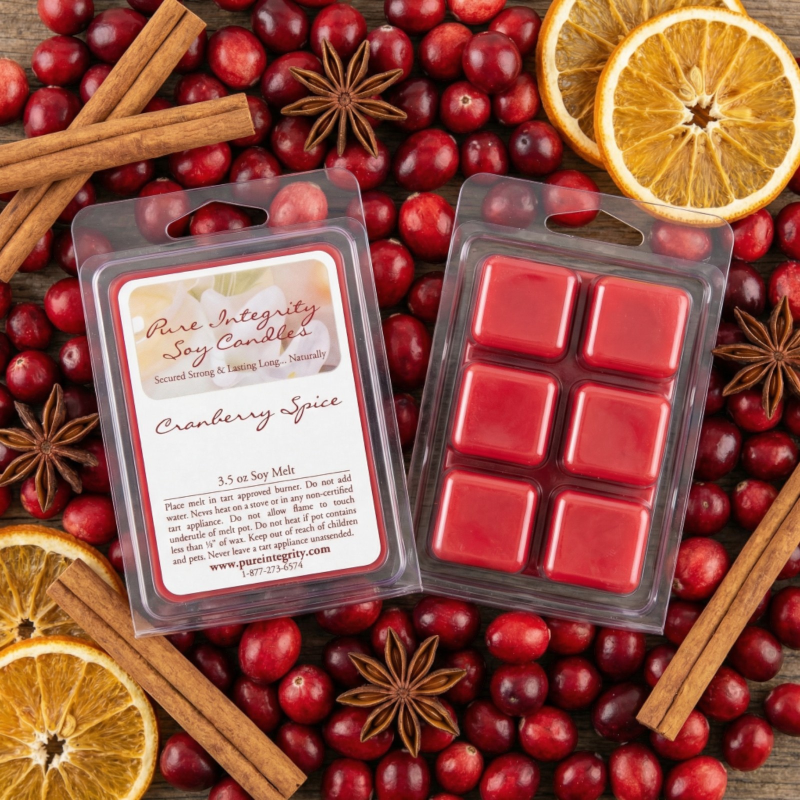 Pure Integrity USA Vonný sójový vosk BRUSNICOVÉ KORENIE (CRANBERRY SPICE) 3,5oz (103g)