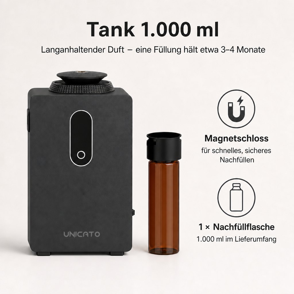 1.000-ml-Tank des Diffusors Q1000-PRO mit Nachfüllflasche
