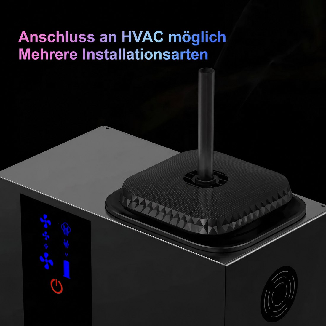 Diffusionsabdeckung des TORI A300 mit Rohranschluss an die Lüftungsanlage