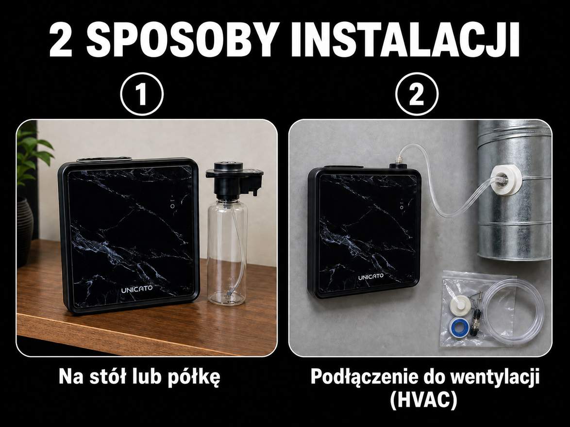 MARBLE-M na stole lub podłączony do wentylacji (HVAC)