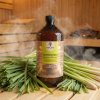 Generated with Kive.ai close up photo steam room essence 1L bottle Lemongrass surrounded with lots of lemongrass leaves resized Photoroom