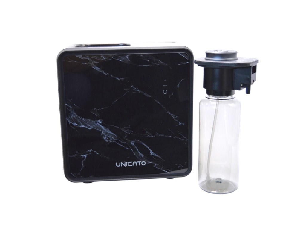 Detaliu al capului de nebulizare și al sticlei MARBLE, vedere descompusă