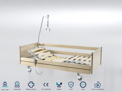 BELLUNO - Elektricky polohovatelné lůžko včetně roštu, zábran a hrazdy s madlem