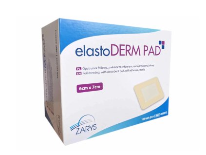 elastoDERM PAD – 6cmx7cm foliové krytí s centrální absorpční vložkou, 100ks