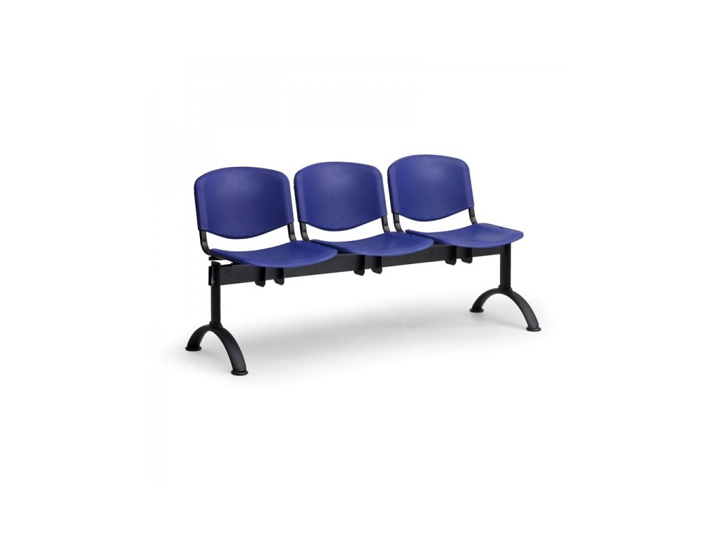 Plastová lavice ISO II, 3-sedák - černé nohy