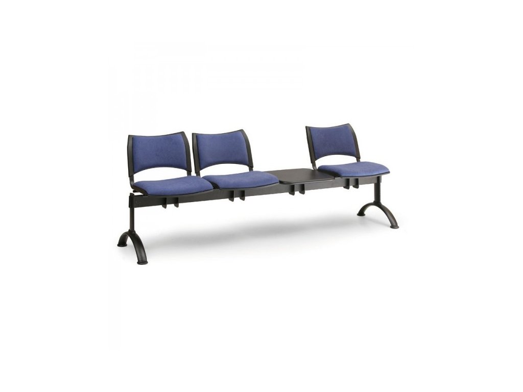 Čalouněná lavice SMART, 3-sedák + stolek - černé nohy / Oranžová