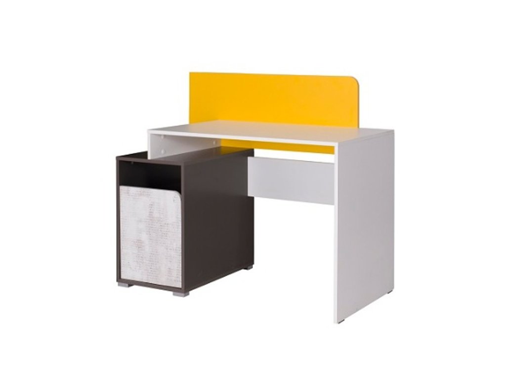 NEW:Psací stůl Luis R8 bílá/grafit/enigma/žlutá