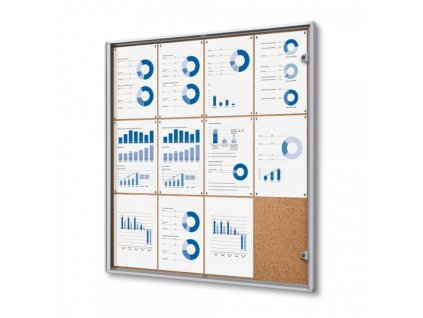 Interiérová vitrína Economy 12 x A4 - korková záda