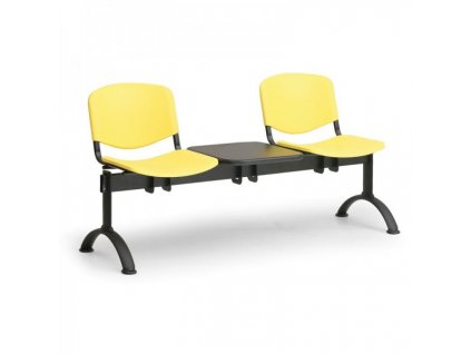 Plastová lavice ISO II, 2-sedák + stolek - černé nohy