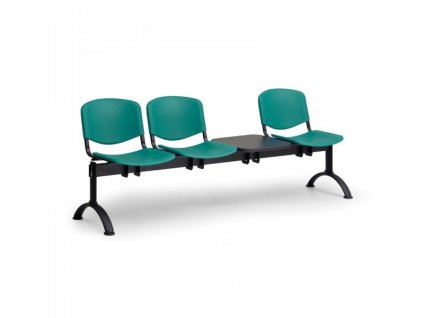 Plastová lavice ISO II, 3-sedák + stolek - černé nohy