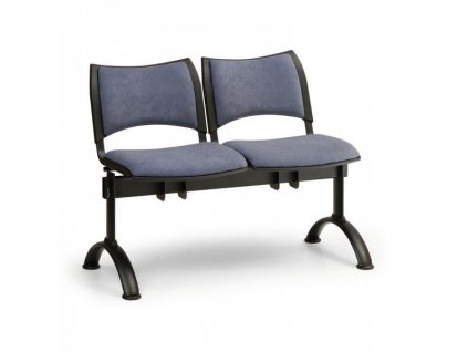 Čalouněná lavice SMART, 2-sedák - černé nohy / Modrá