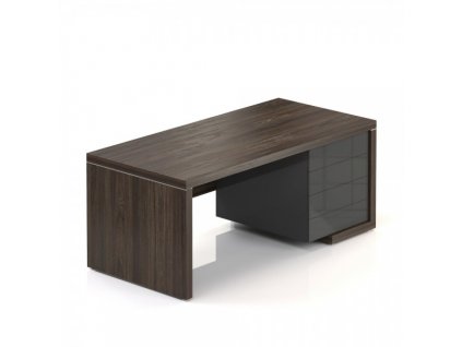Stůl Lineart 180 x 85 cm + pravý kontejner a krycí panel / Jilm tmavý a antracit
