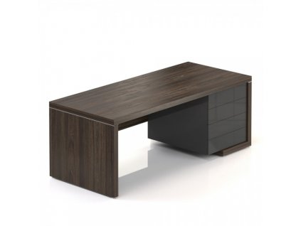 Stůl Lineart 200 x 85 cm + pravý kontejner a krycí panel / Jilm tmavý a antracit