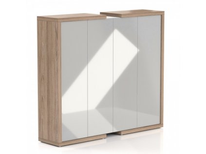 Vysoká skříň Lineart 211,2 x 50 x 187,6 cm / Jilm světlý a bílá