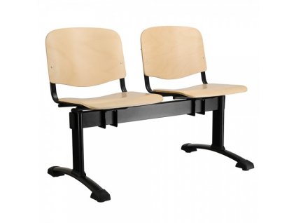 Dřevěná lavice ISO, 2-sedák - černé nohy / Buk