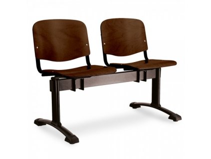 Dřevěná lavice ISO, 2-sedák - černé nohy / Ořech