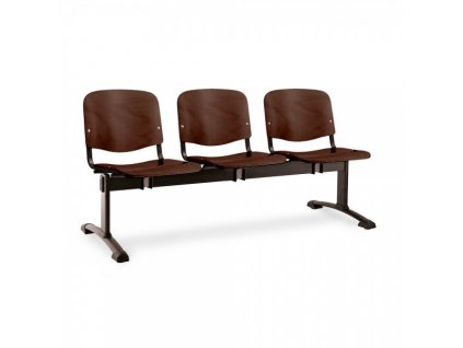 Dřevěná lavice ISO, 3-sedák - černé nohy / Ořech