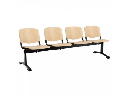 Dřevěná lavice ISO, 4-sedák - černé nohy / Buk
