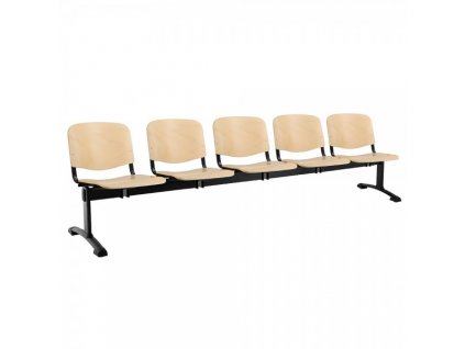 Dřevěná lavice ISO, 5-sedák - černé nohy / Buk