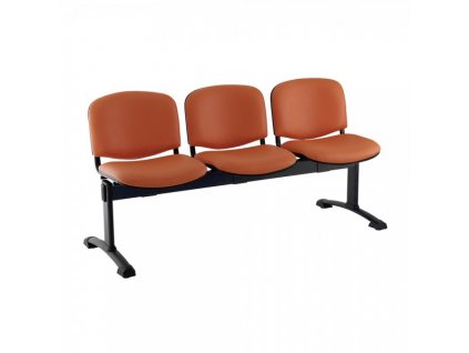 Kožená lavice ISO, 3-sedák - černé nohy