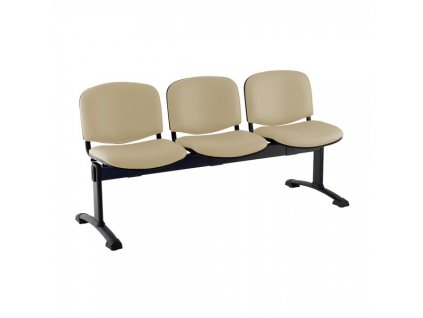 Kožená lavice ISO, 3-sedák - černé nohy