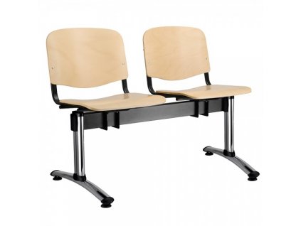 Dřevěná lavice ISO, 2-sedák - chromované nohy / Buk