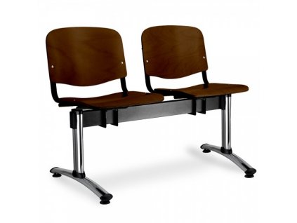 Dřevěná lavice ISO, 2-sedák - chromované nohy / Ořech