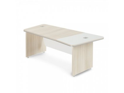 Rohový stůl TopOffice Premium 203,2 x 102,7 cm, pravý / Světlý akát a bílá