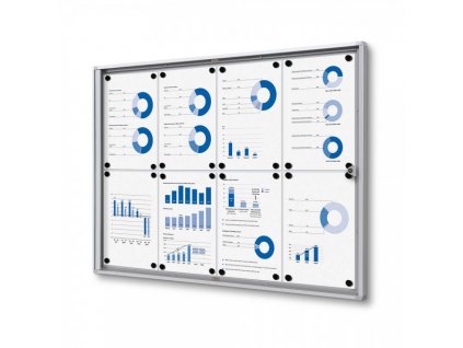 Interiérová vitrína Economy 8 x A4 - plechová záda