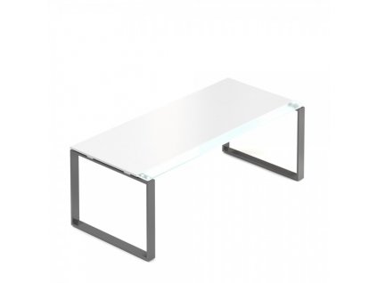 Stůl Creator 200 x 90 cm, grafitová podnož, 2 nohy / Bílá
