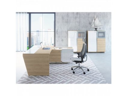 Sestava kancelářského nábytku Trevix 3 / Dub pískový a bílá