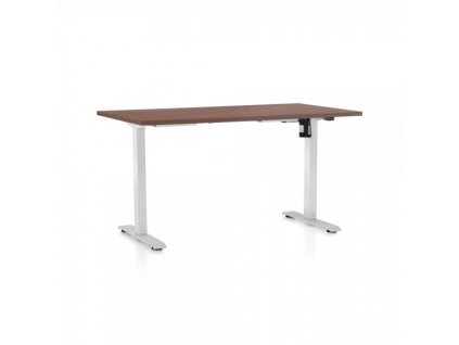 Výškově nastavitelný stůl OfficeTech A 140 x 80 cm, bílá podnož