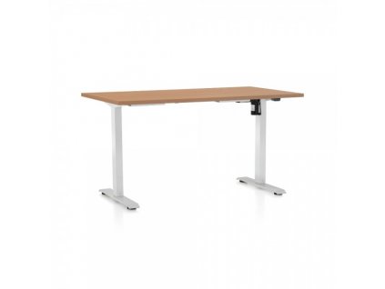 Výškově nastavitelný stůl OfficeTech A 140 x 80 cm, bílá podnož