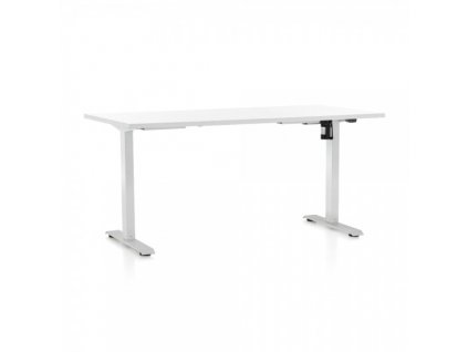 Výškově nastavitelný stůl OfficeTech A 160 x 80 cm, bílá podnož