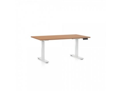 Výškově nastavitelný stůl OfficeTech C 140 x 80 cm, bílá podnož