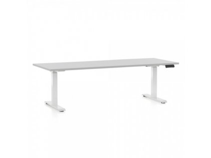 Výškově nastavitelný stůl OfficeTech C 200 x 80 cm, bílá podnož