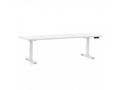 Výškově nastavitelný stůl OfficeTech C 200 x 80 cm, bílá podnož