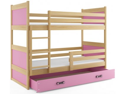 Patrová postel Riky borovice/růžová