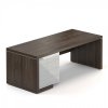 Stůl Lineart 200 x 85 cm + levý kontejner a krycí panel / Jilm tmavý a bílá