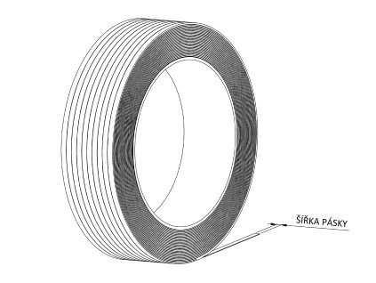 Polypropylenová páska - šíře 12 mm, dutinka 406 mm (Vázací páska PPE12702200C40S- rozměr 12x0.70mm, pevnost 2000N, návin 2.2 km, dutinka 406x150 mm, váha cívky 9.9 kg)